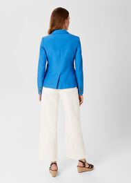 Blake Silk Linen Jacket , Azure Blue, hi-res