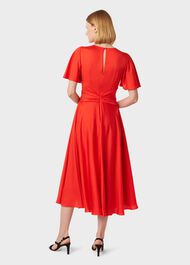 Leia Satin Fit And Flare Dress, Flame Red, hi-res