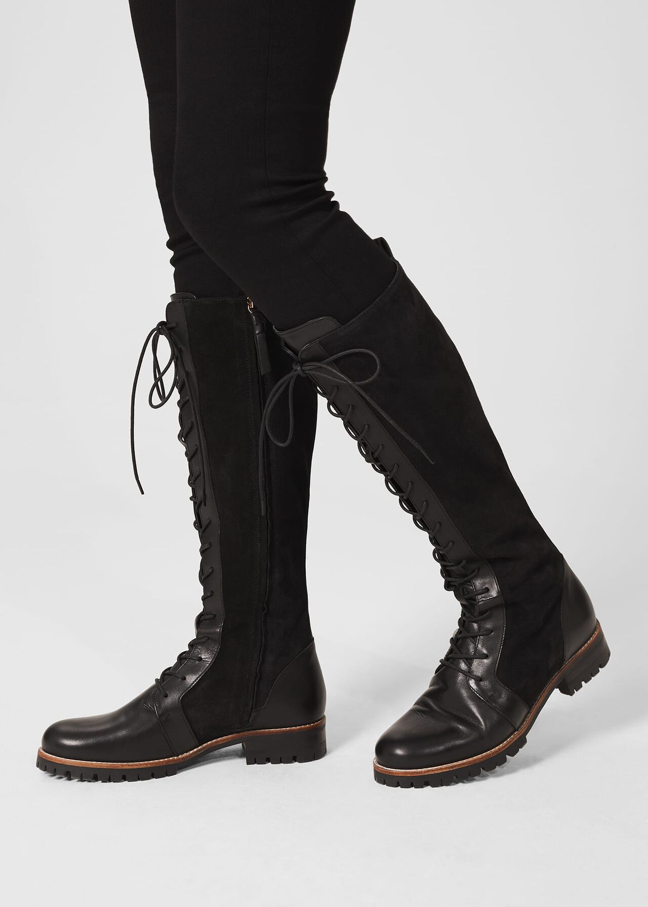 Devina Knee Boots, Black, hi-res