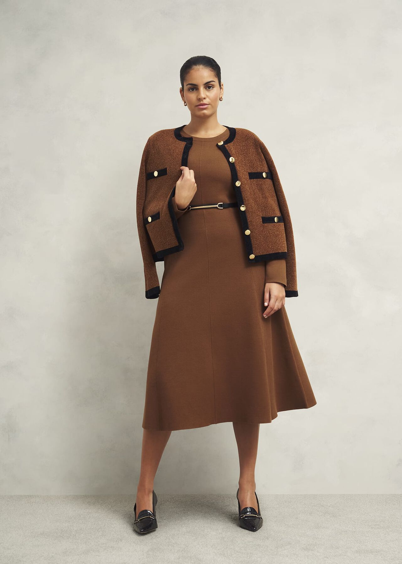 Liza Knitted Dress, Toffee, hi-res