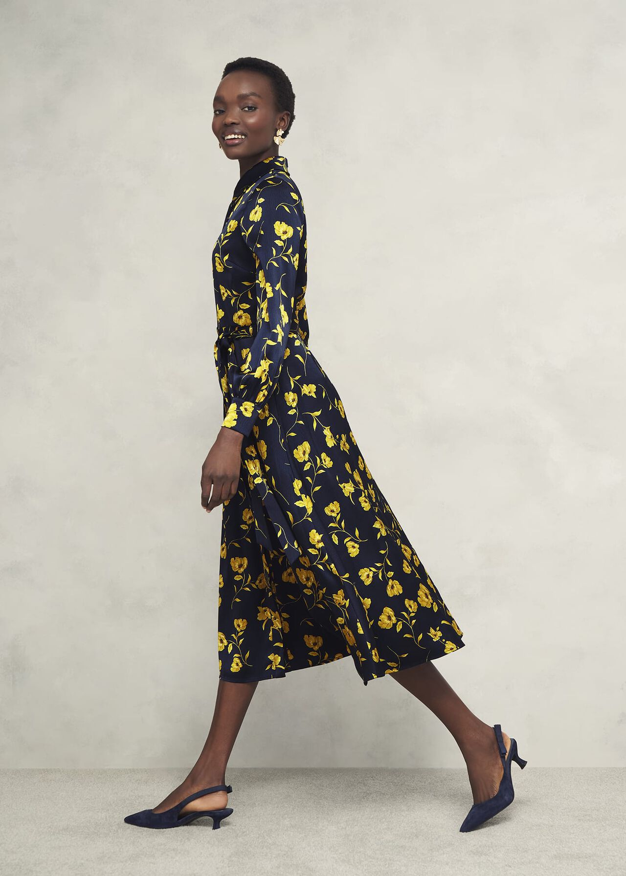 Amelia Shirt Dress, Navy Yellow, hi-res