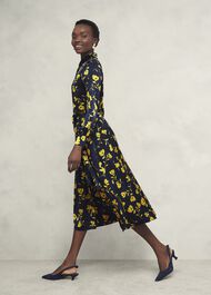 Amelia Shirt Dress, Navy Yellow, hi-res