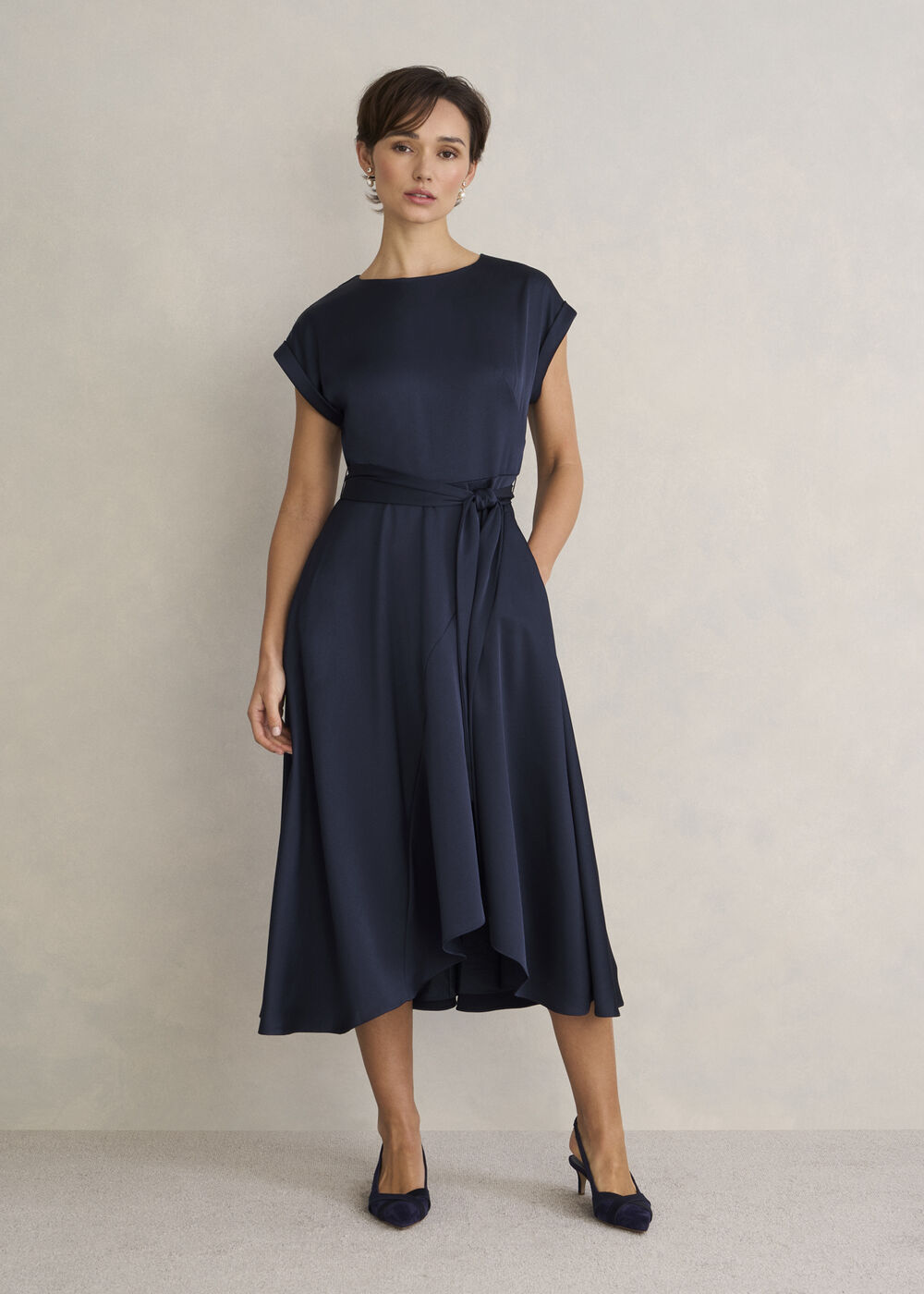 Petite Agnes Dress, Midnight Navy, hi-res