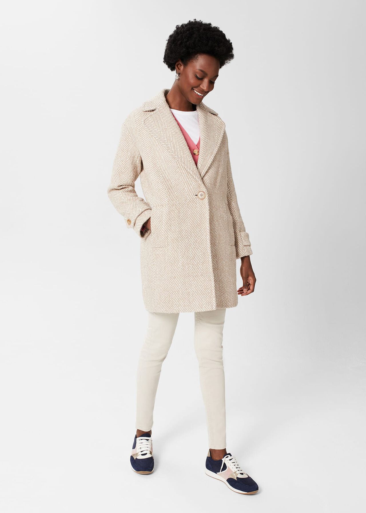 Carmen Coat With Wool , Biscuit Ivory, hi-res