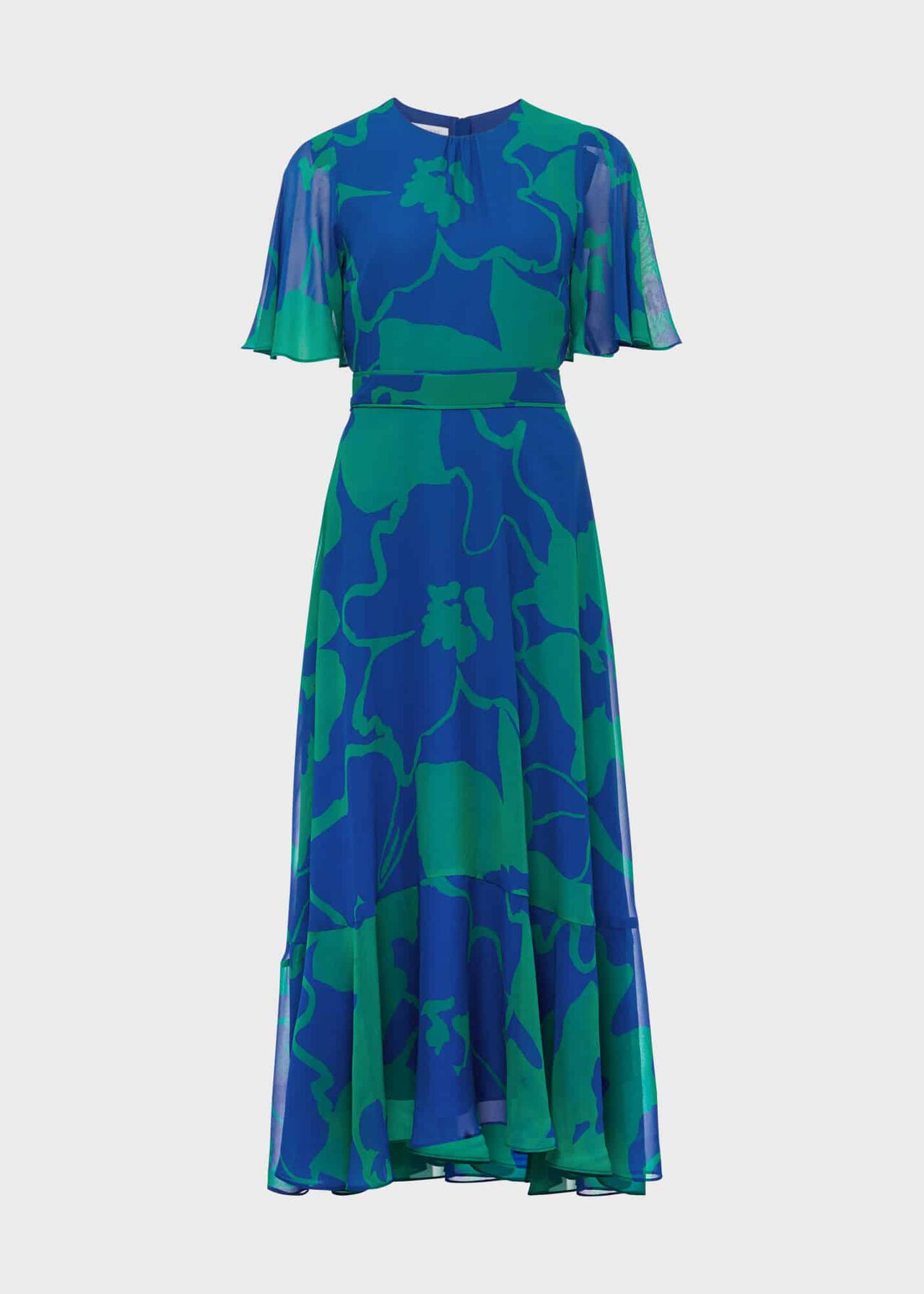 Freya Silk Fit And Flare Dress, Blue Green, hi-res