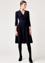 Ellie Knitted Dress, Navy, hi-res