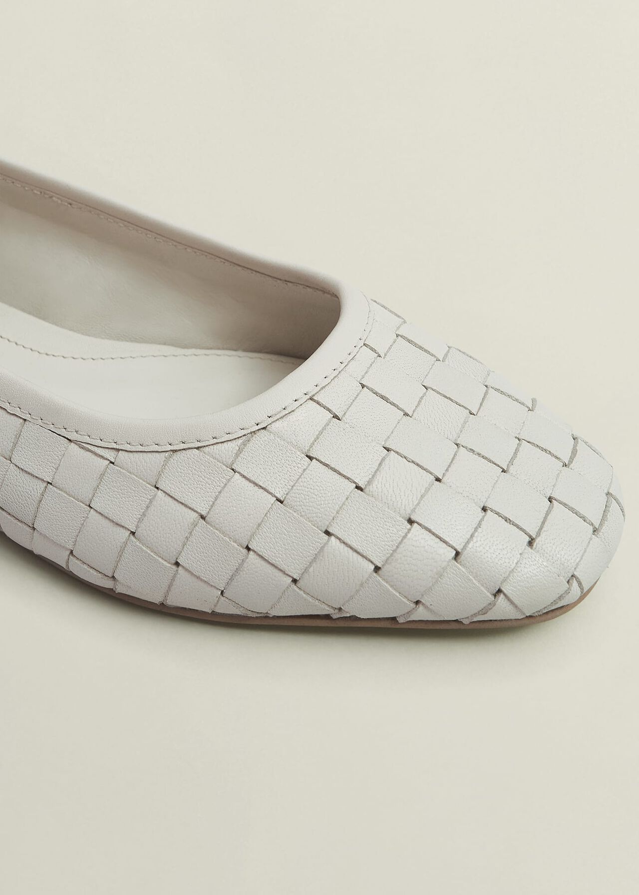 Raina Woven Leather Flats, Chalk Beige, hi-res
