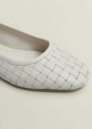Raina Woven Leather Flats, Chalk Beige, hi-res