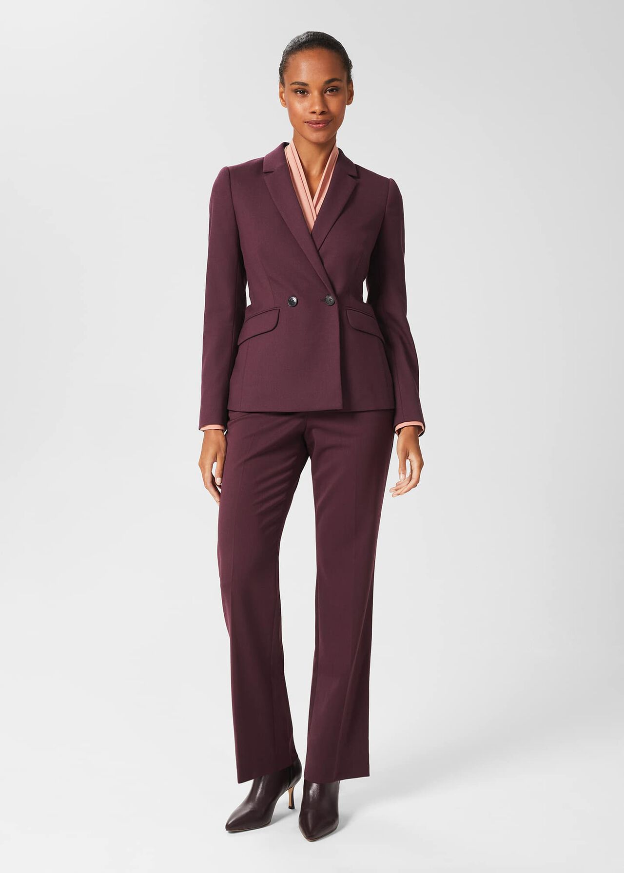 Hetty Wool Blend Blazer, Burgundy, hi-res