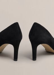 Lizzie Suede Court Shoes, Black, hi-res