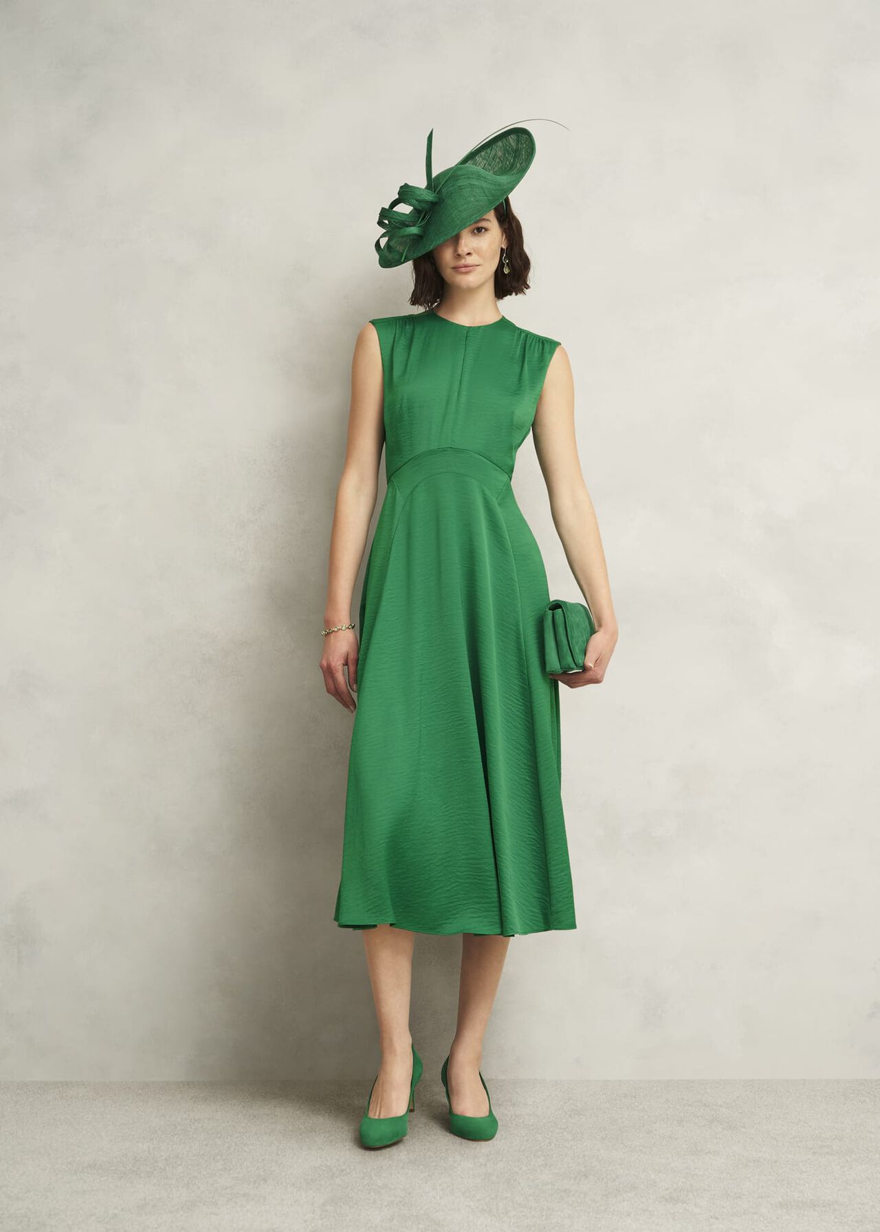 Isobel Satin Midi Dress, Amethyst Green, hi-res