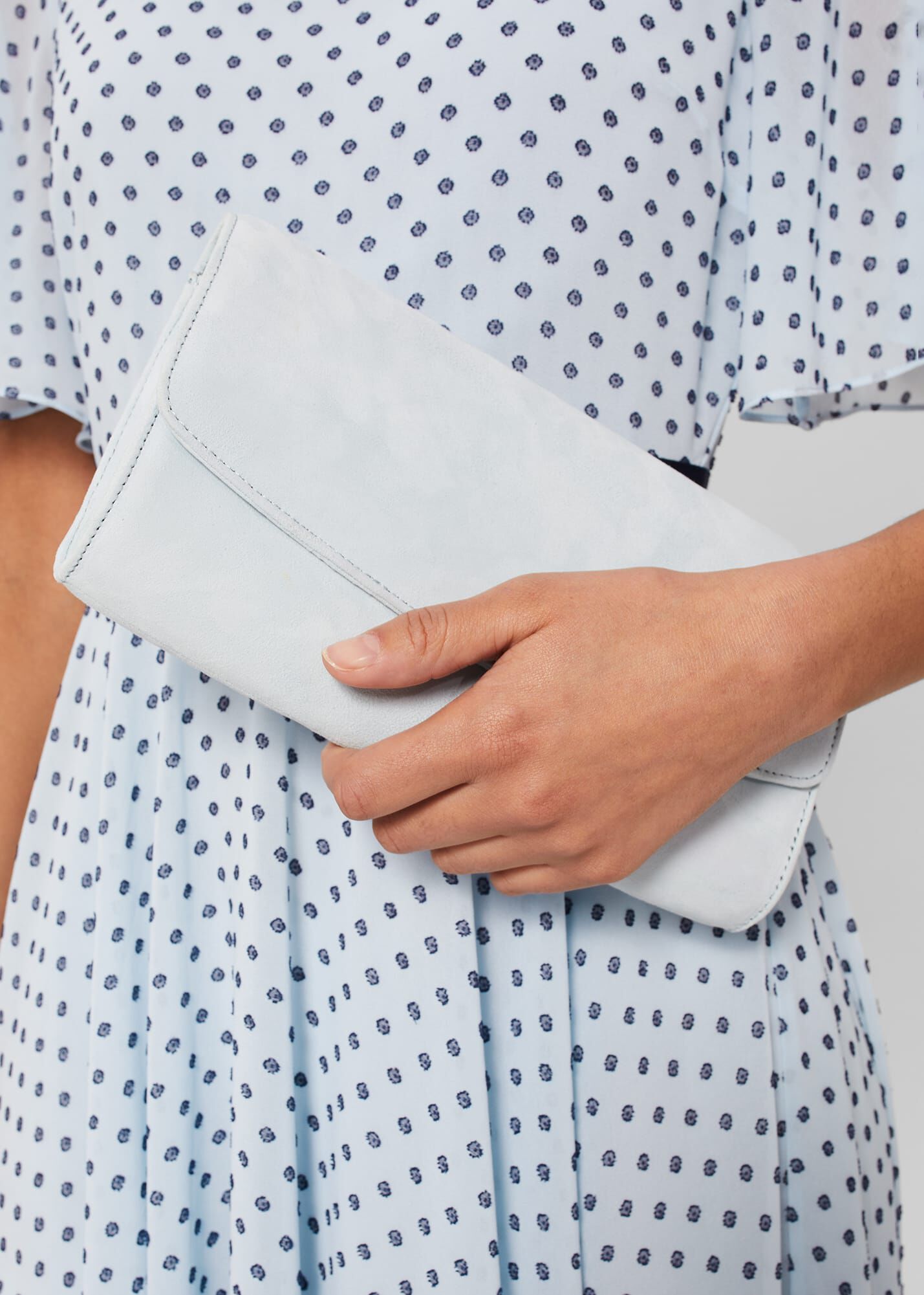 Ice blue clutch bag on sale