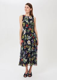 Carly Floral Midi Dress, Midnight Multi, hi-res