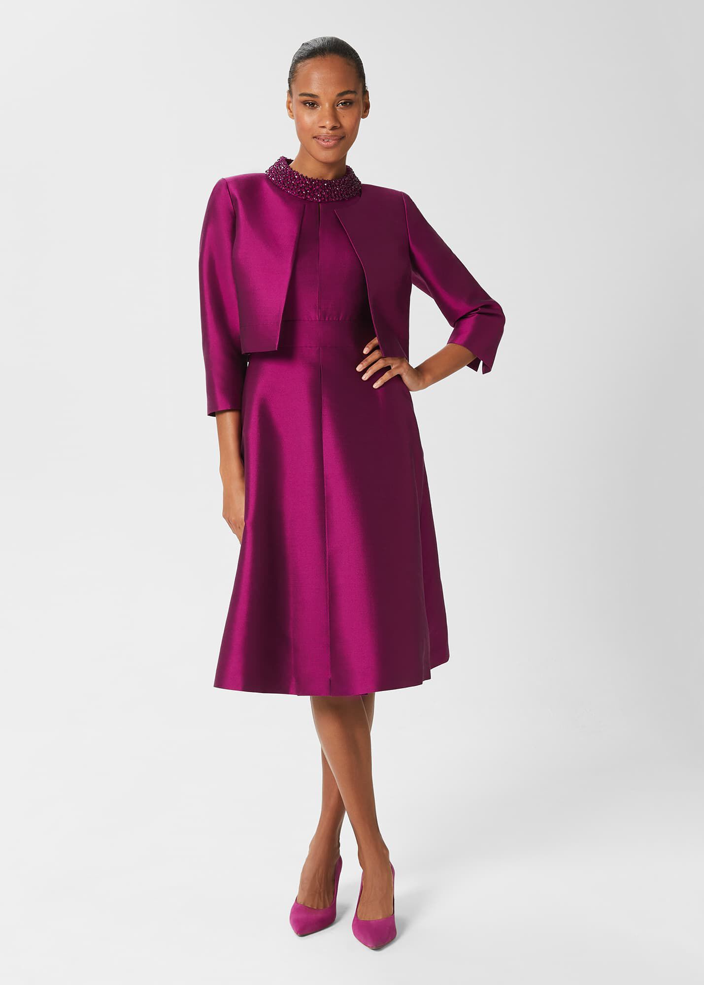 Silk best sale jacket dress