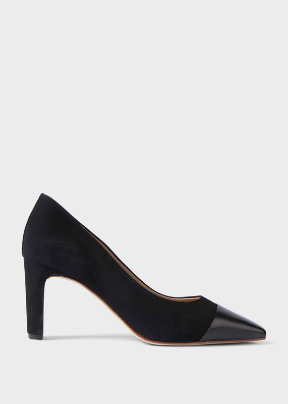 Christina Suede Bock Heel Court Shoes
