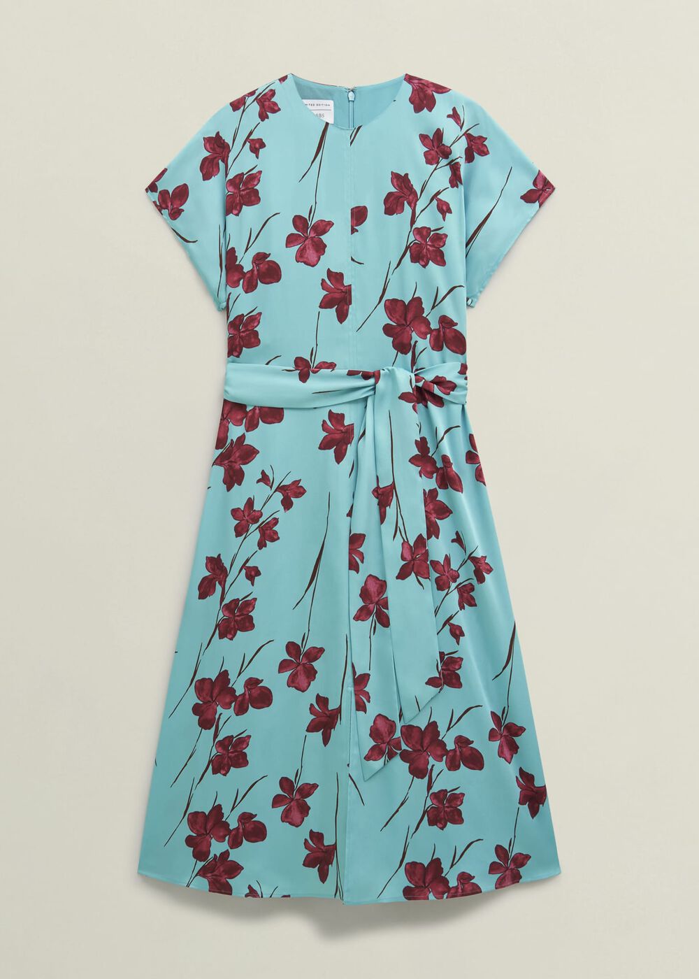 Hardwick Floral Tie Waist Dress, Blue Brown, hi-res