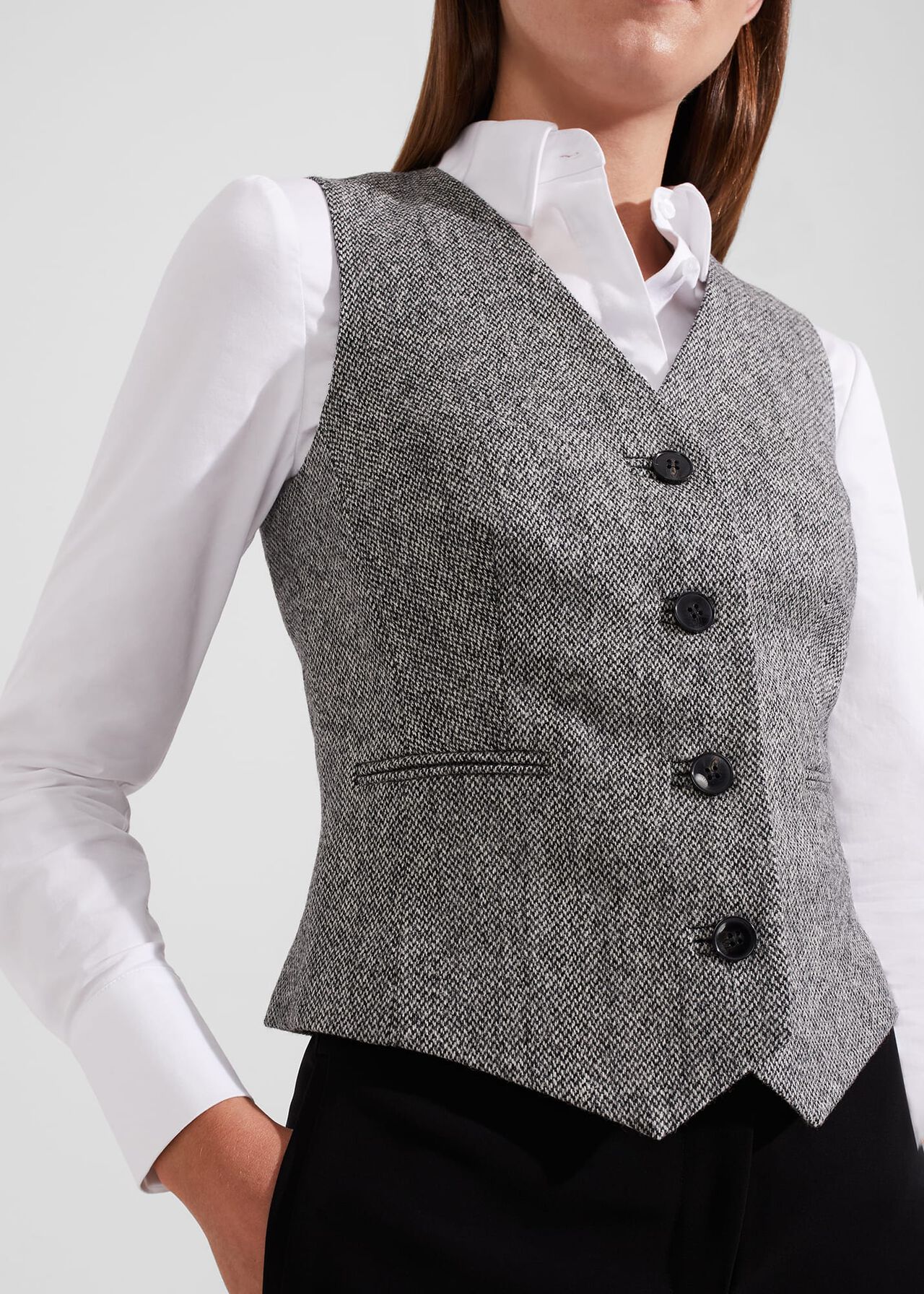Elle Waistcoat, Black White, hi-res