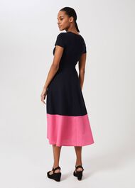 Evangeline Jersey Colourblock Midi Dress, Navy Rouge Pink, hi-res