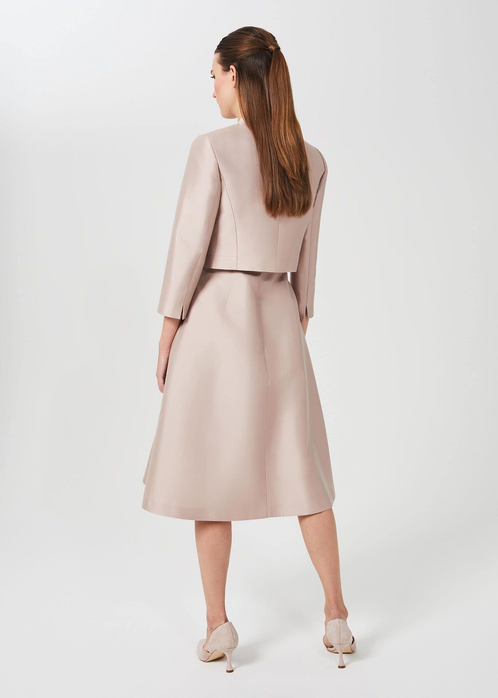 Alberta Silk Wool Jacket, Oyster, hi-res