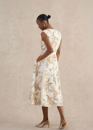 Petite Uma Trimmed Linen Dress, Cream Multi, hi-res