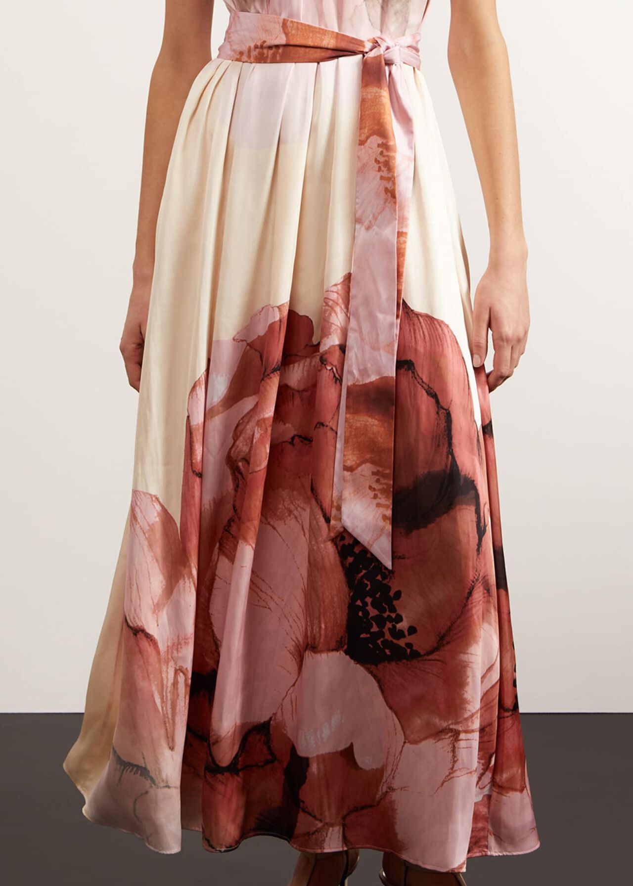 Heligan Floral Midi Dress, Cream Pink, hi-res