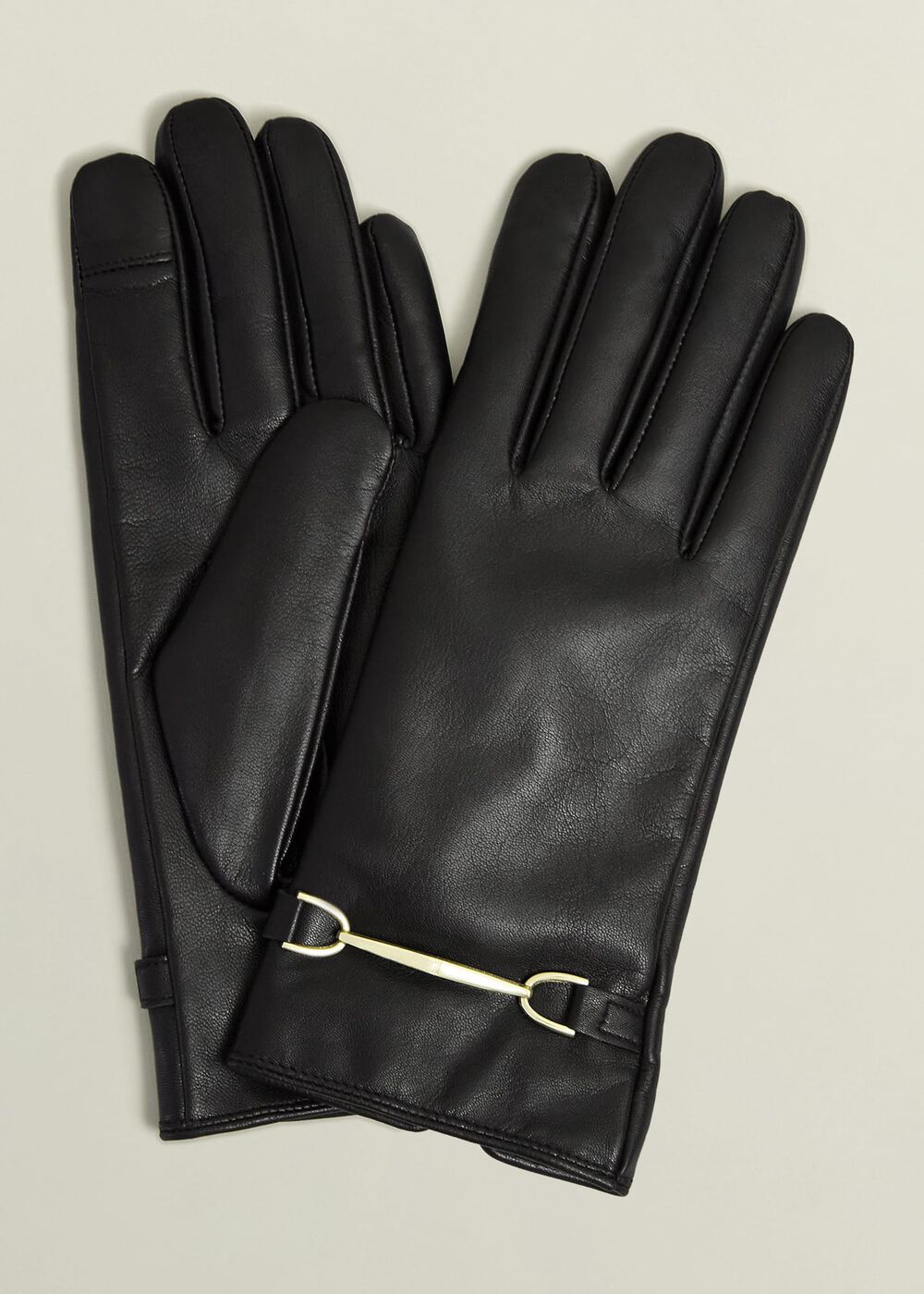 Tara Leather Gloves, Black, hi-res