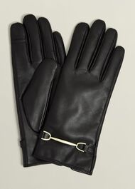 Tara Leather Gloves, Black, hi-res