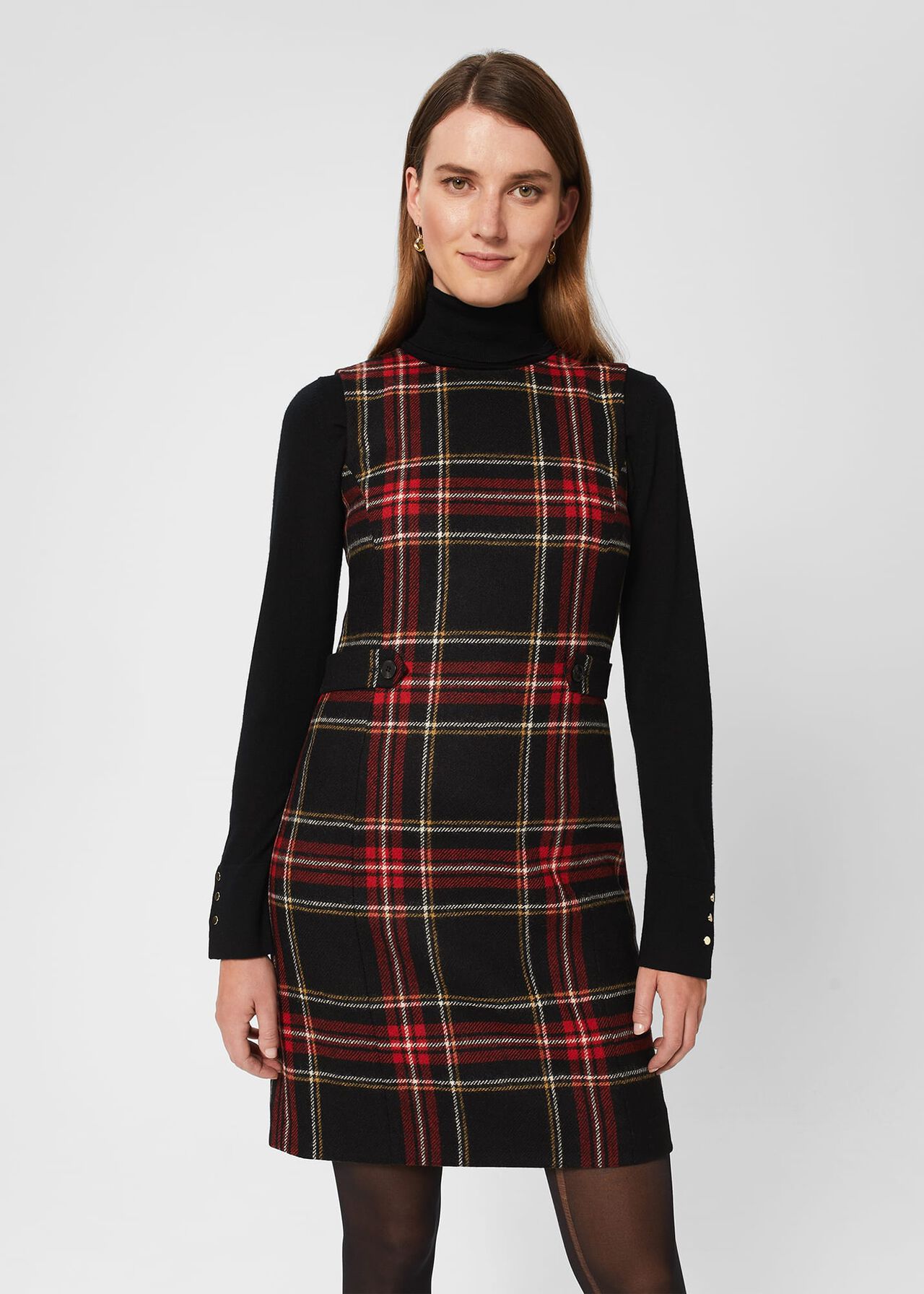 Sariah Wool Dress, Black Red, hi-res