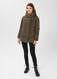 Darla Short Puffer Jacket , Dark Olive, hi-res