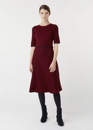 Louise Knitted Dress, Burgundy Navy, hi-res