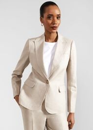 Roberta Linen Jacket, Neutral, hi-res