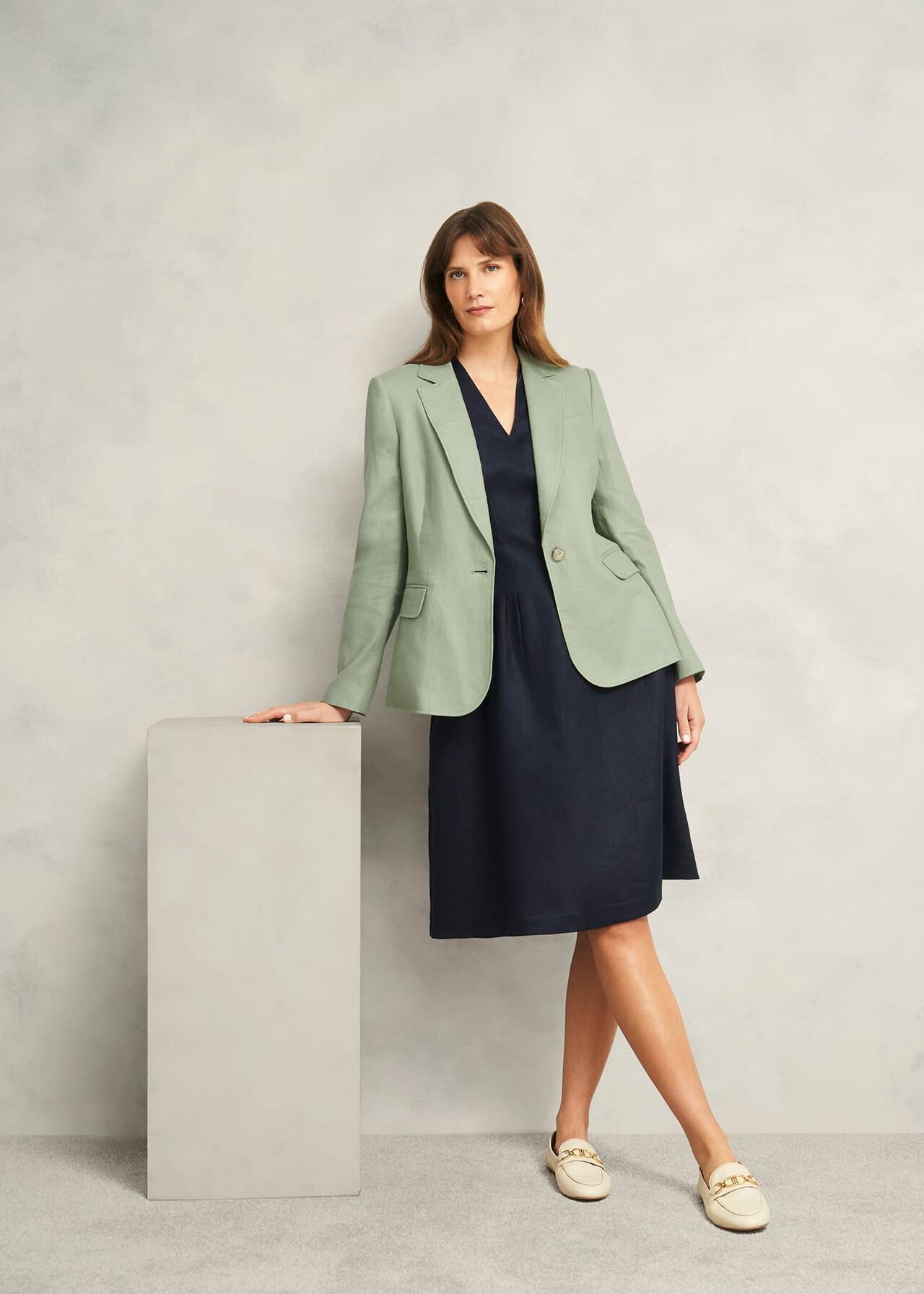 Marietta Linen Jacket, Sage Green, hi-res