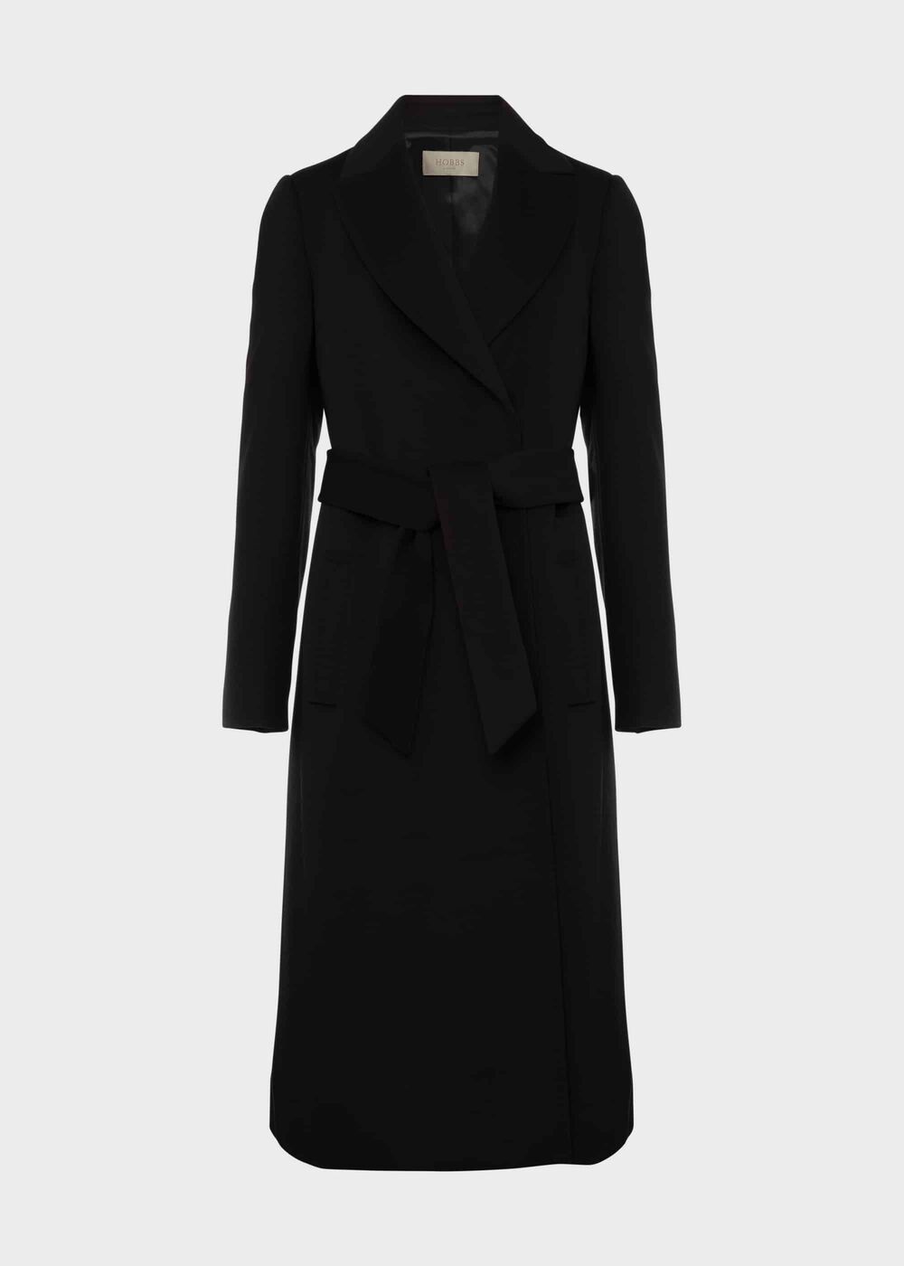 Petite Olivia Wool Wrap Coat, Black, hi-res