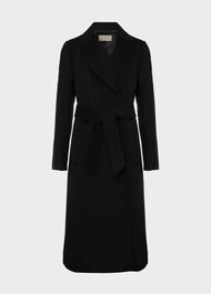Petite Olivia Wool Wrap Coat, Black, hi-res