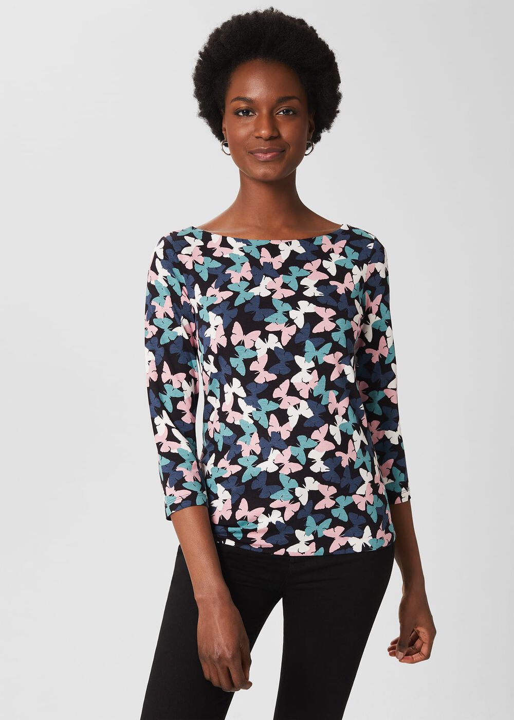 Sonya Printed Top, Pink Blue, hi-res