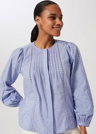 Joella Embroidered Top, Blue, hi-res