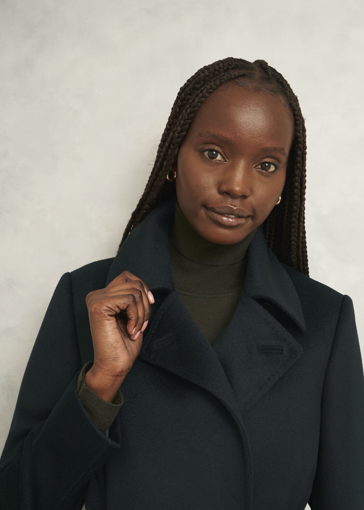 Liyoca リヨカ ダブルフェイスハーフコート woolくすみグリーン 軽量 ユニクロ公式 | ダブルフェイスハーフコート