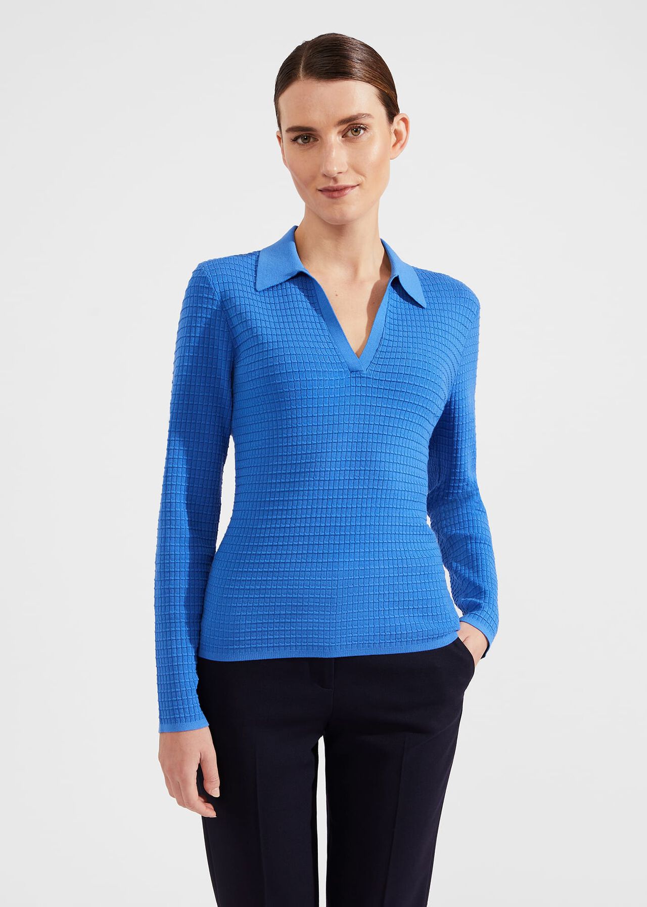 Tamara Polo Sweater, Fjord Blue, hi-res