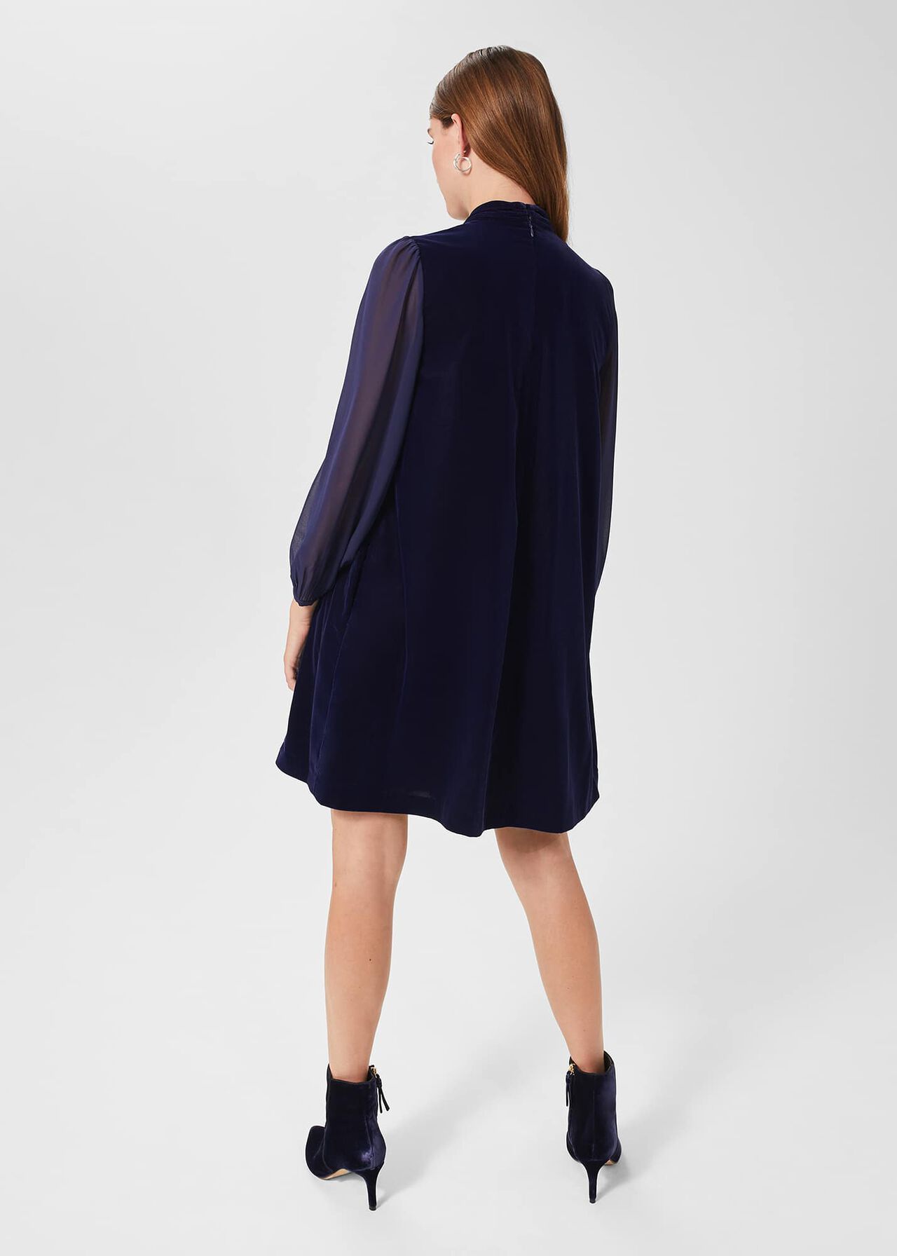 Faye Velvet Dress, Midnight Navy, hi-res