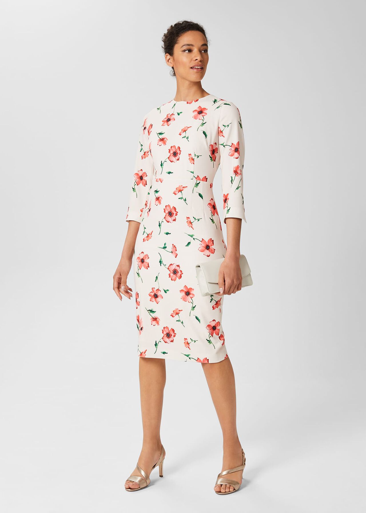 Aleena Floral Shift Dress, Cream Red Multi, hi-res
