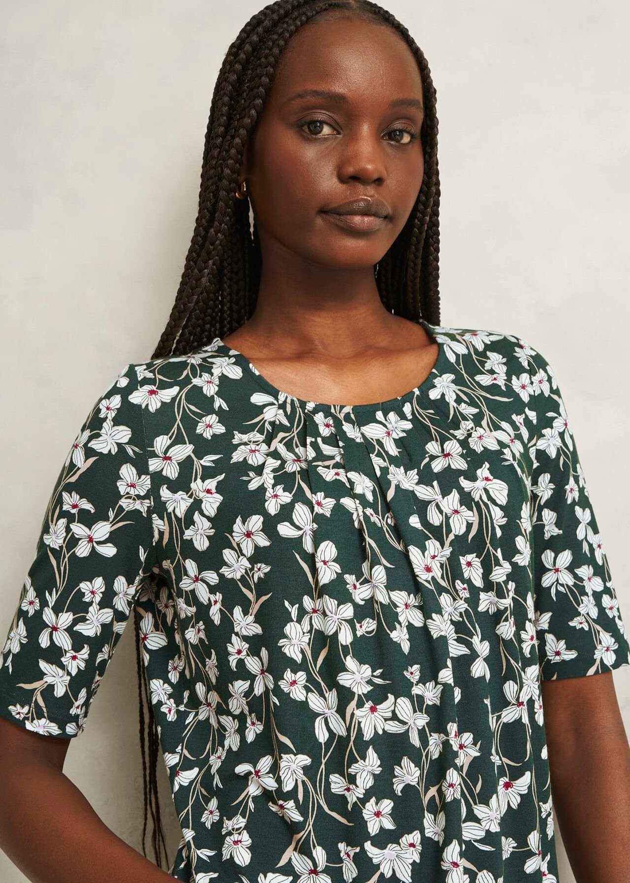 Jacqueline Print Top, Green Ivory, hi-res