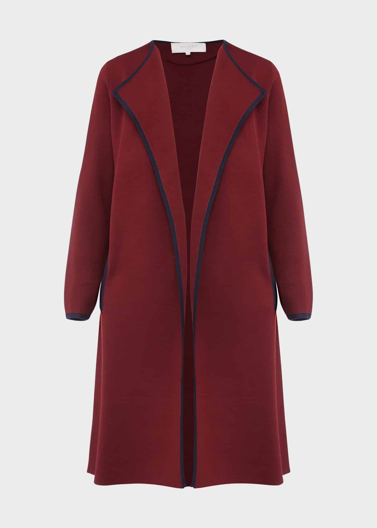 burgundy coatigan