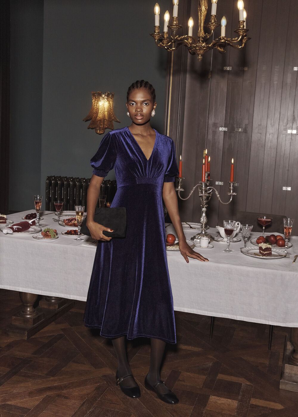 Dormer Velvet Dress, Midnight Purple, hi-res
