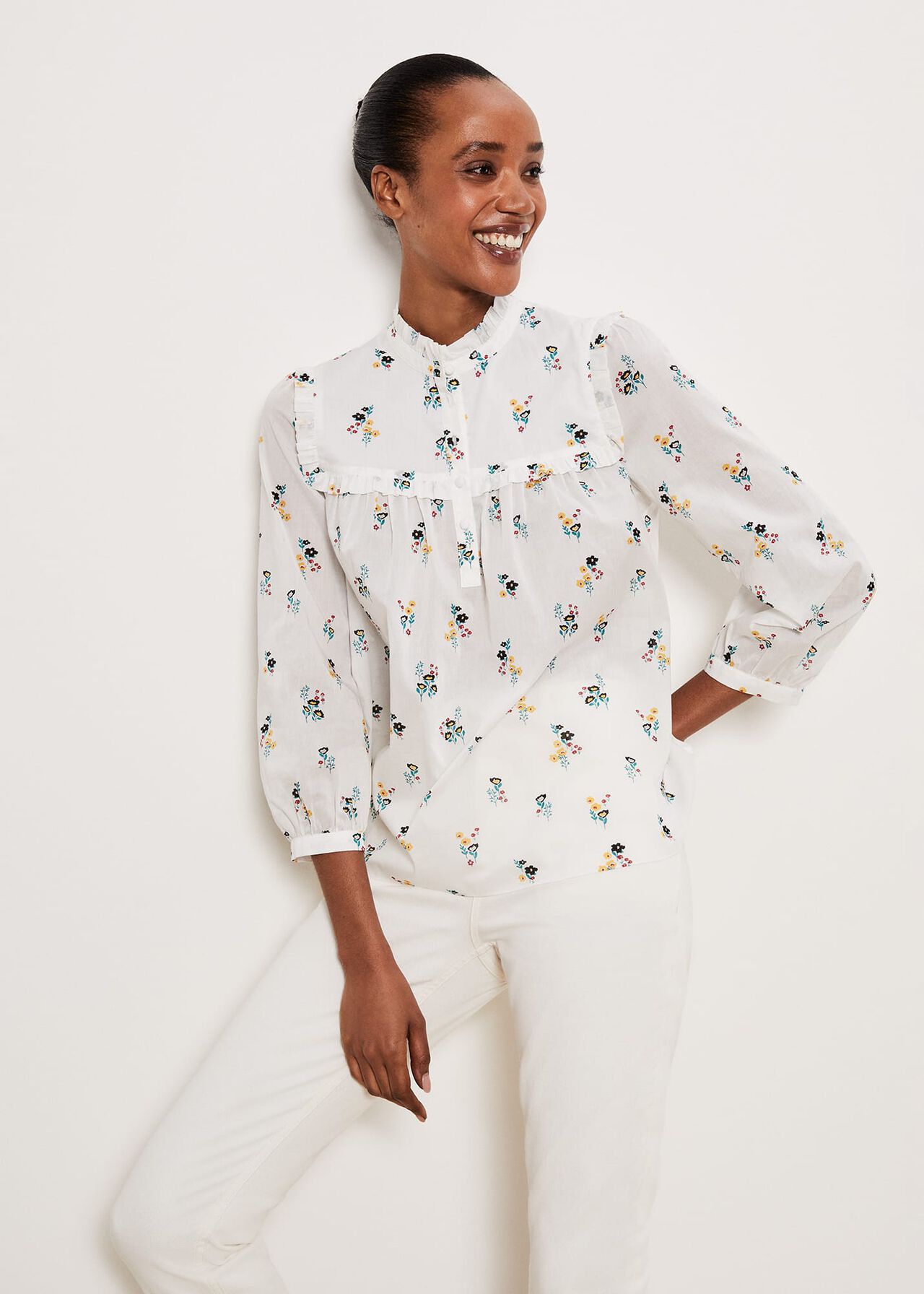 York Blouse, Ivory Multi, hi-res