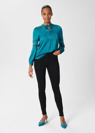 Evianna Lace Detail Blouse , Deep Jade Blue, hi-res