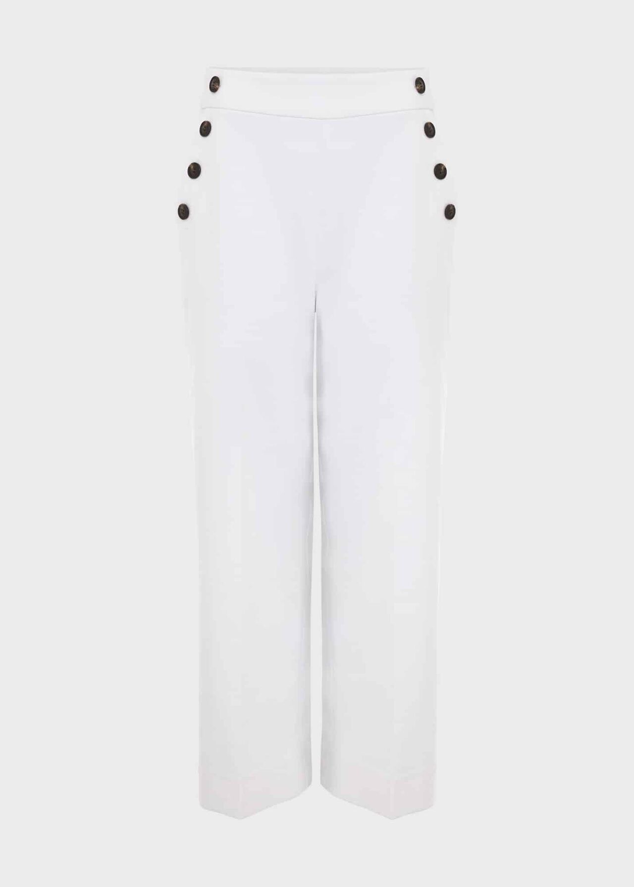 Petite Simone Crop Trousers With Cotton, White, hi-res