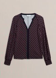 Zelia Printed Top, Navy Multi, hi-res