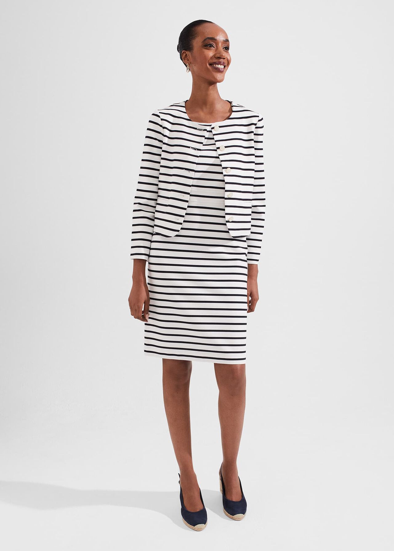 Uma Stripe Jacket, Ivory Navy, hi-res