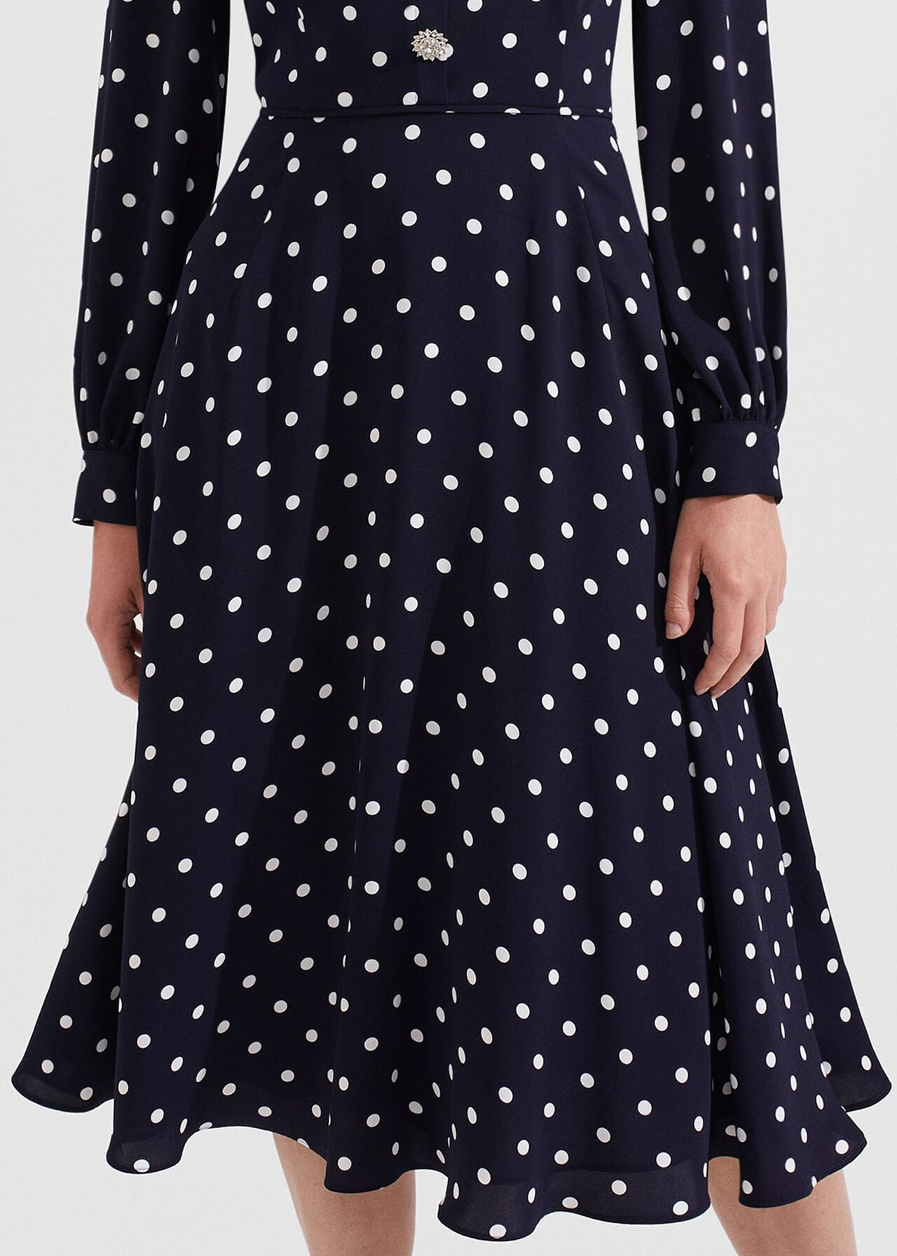 Ayla Spot Fit And Flare Dress, Navy Ivory, hi-res