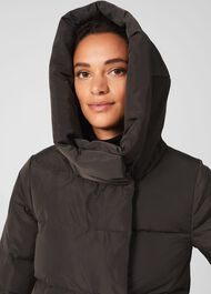 Short Heather Water Resistant Puffer Jacket, Dark Charcoal, hi-res